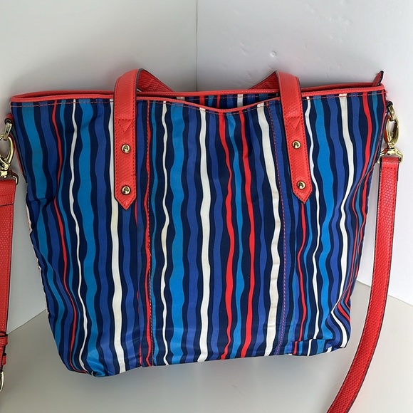 Vera Bradley Preppy Poly Crossbody Tote Bag Cobalt Stripe - Picture 3 of 16
